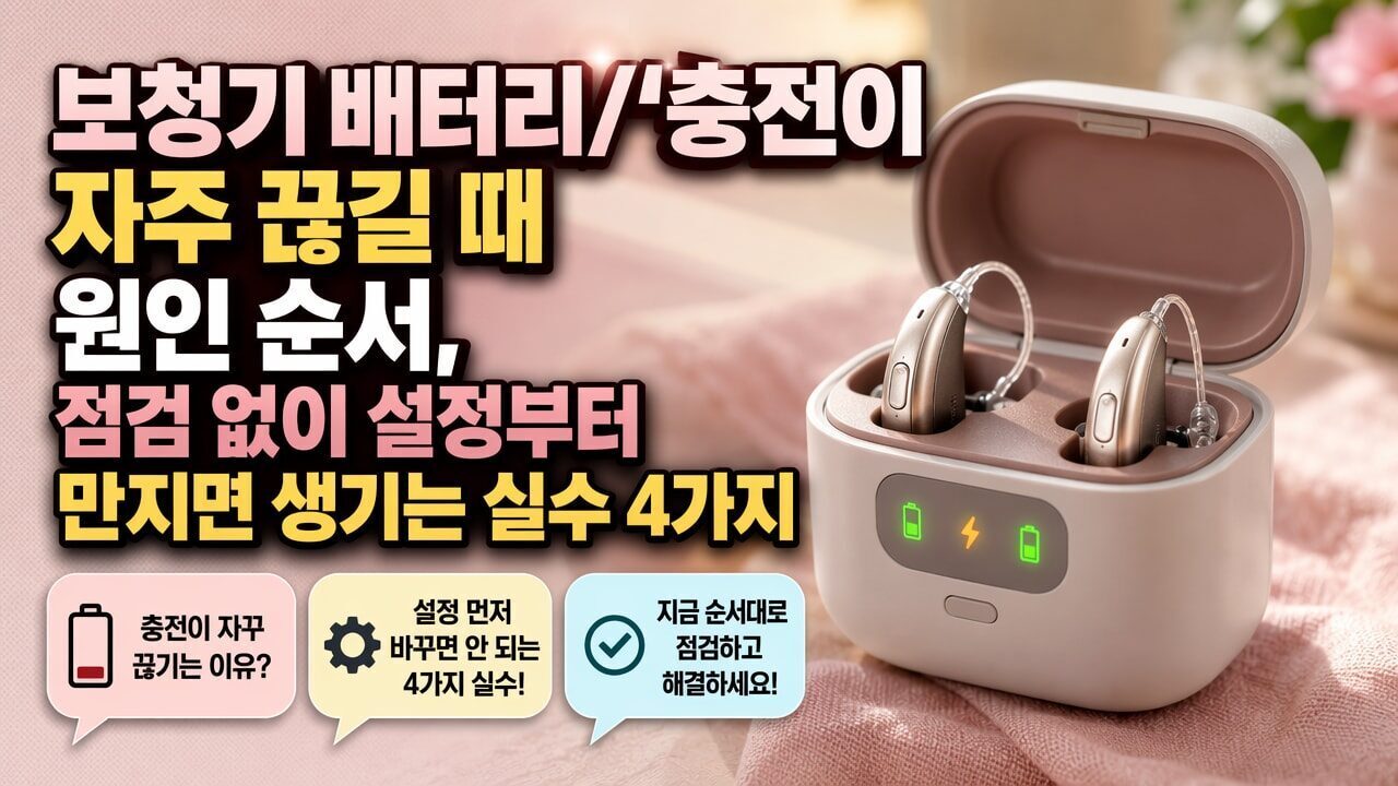 보청기 배터리/충전이 자주 끊길 때 원인 순서, 점검 없이 설정부터 만지면 생기는 실수 4가지