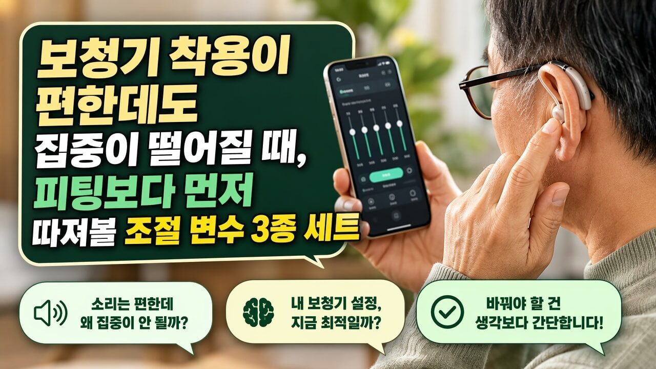 보청기 착용이 편한데도 집중이 떨어질 때, 피팅보다 먼저 따져볼 조절 변수 3종 세트