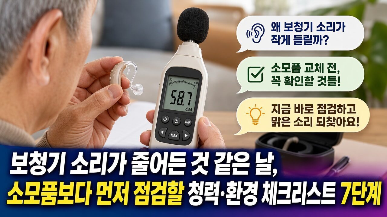보청기 소리가 줄어든 것 같은 날, 소모품보다 먼저 점검할 청력·환경 체크리스트 7단계