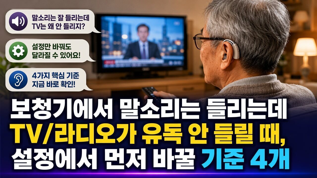 보청기에서 말소리는 들리는데 TV/라디오가 유독 안 들릴 때, 설정에서 먼저 바꿀 기준 4개