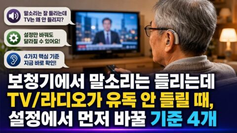 보청기에서 말소리는 들리는데 TV/라디오가 유독 안 들릴 때, 설정에서 먼저 바꿀 기준 4개