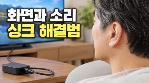 TV 화면과 연결된 보청기 무선 스트리머 및 광케이블